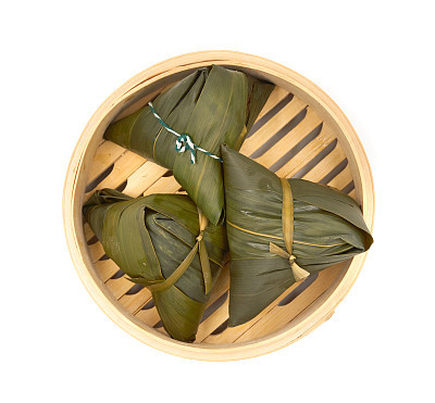 traditional wrapped rice dumplings  isolated on white background.