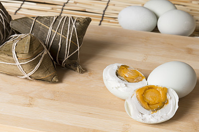 Chinese Zongzi (Rice Dumpling) and Salted Egg