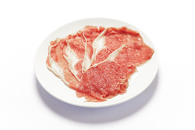 beef slice on white