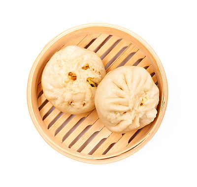 Chinese Steamed Buns isolated on white background.
