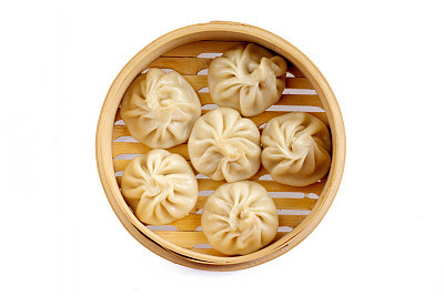 Chinese Steamed Buns isolated on white background.