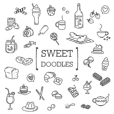 Several dessert doodles.