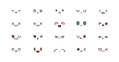 Kawaii smile emoticons. Japanese emoji