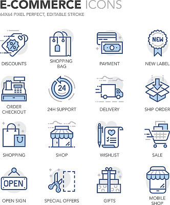 Blue Line E-Commerce Icons