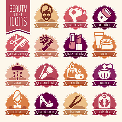 Beauty care icon set.