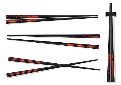 Chopsticks. Set Accessories for Sushi Isolated on White Background