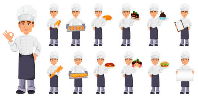 Handsome baker in professional uniform