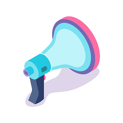 megaphone symbolic isolated 3d icon broadcasting