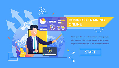 Horizontal Flat Banner Business Training Online.