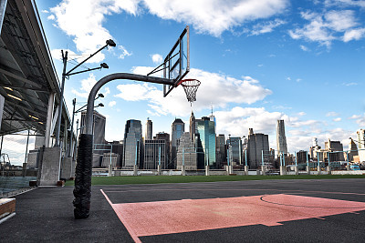 Basketball courtyard in the city