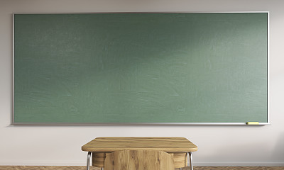 Chalkboard and school table