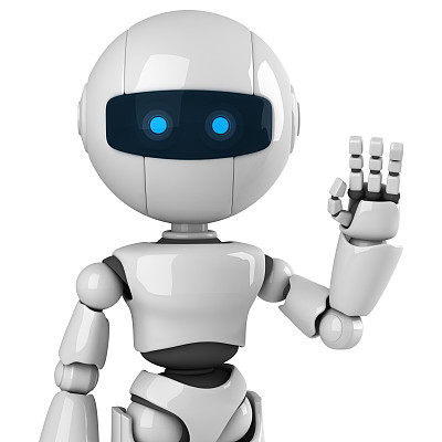Funny robot sign hello