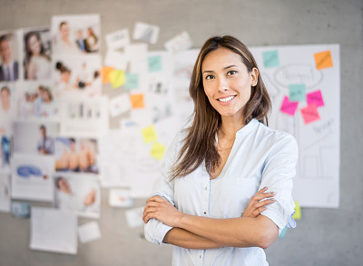 Asian woman working at a creative office