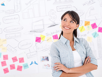 Creative business woman thinking