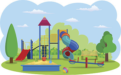 Kids playground. Buildings for city construction.