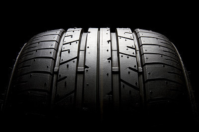 Sports car tyre profile close-up