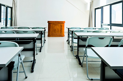 Classroom with tables and chairs
