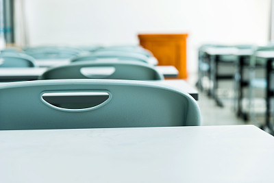 Classroom with tables and chairs