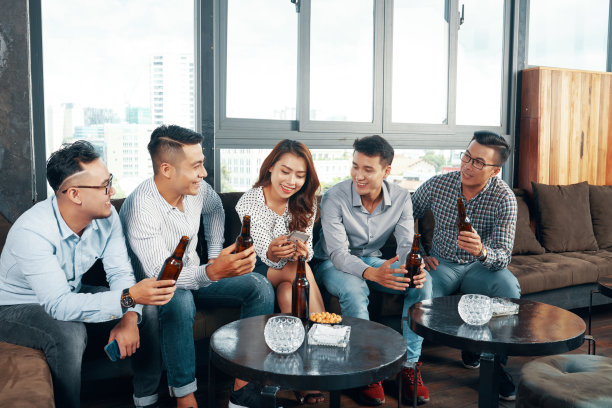 Businesswoman resting with colleagues