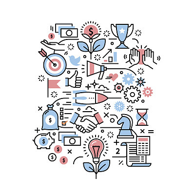 Business project concept. Modern thin line icons