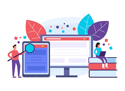 Online internet courses learning. Web education concept. Vector flat graphic design illustration