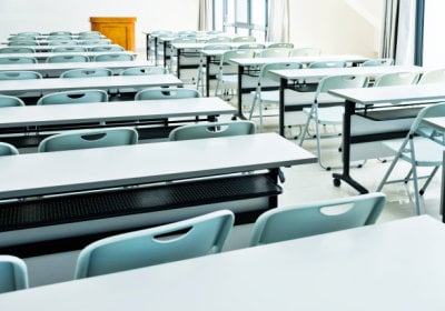 Classroom with tables and chairs