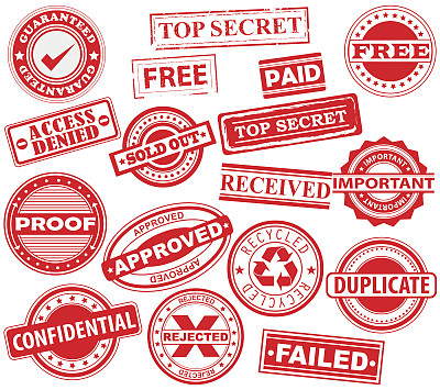Rubber Stamps, Badge, Placard, Notice, Seal,  Message, Alert -  Icon Pack- Illustration
