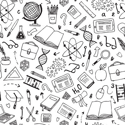 vector seamless pattern with education items