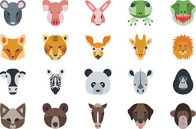 Animal heads vector pack for icon.
