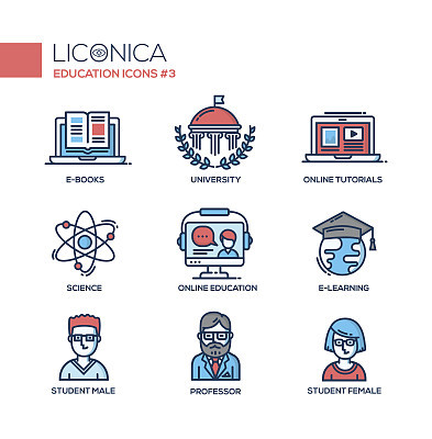 Modern school and education thin line design icons, pictograms