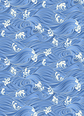 Japanese Ocean Wave Seamless Pattern
