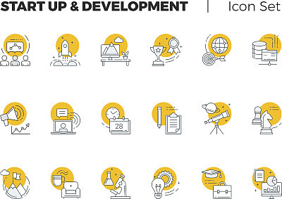 Start up and Development  Vector Icon Set