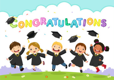 Happy graduation day. Vector illustration of students celebrating graduation