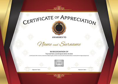 Luxury certificate template with elegant golden red border frame