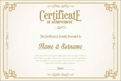 Certificate or diploma retro template