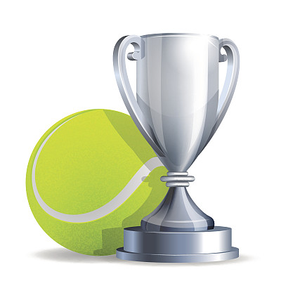 Silver trophy cup with a Tennis ball