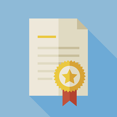 Flat Award Diploma Illustration with long Shadow