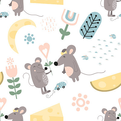Seamless pattern with mouses