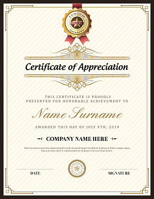 Vintage retro frame certificate background template