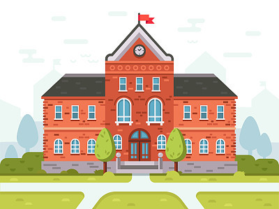 college campus for students or university building