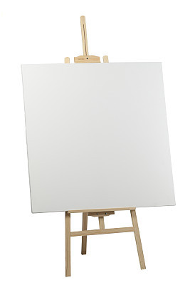 Wooden easel with blank canvas