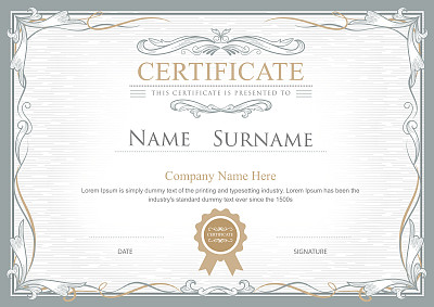 Achievement certificate flourishes elegant vintage vector templa