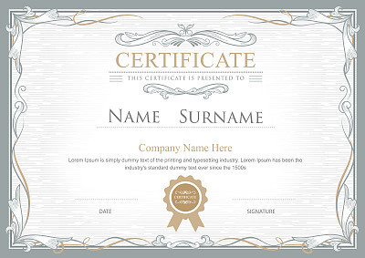 Achievement certificate flourishes elegant vintage vector templa