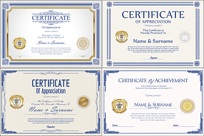 Certificate or diploma retro design collection