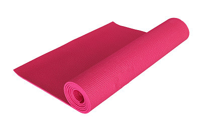 red yoga mat isolated on white