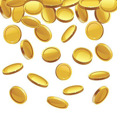 Falling gold coins. Vector financial concept background