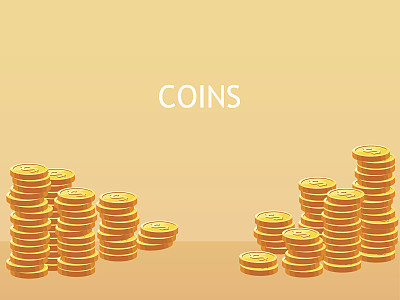 Sort coins dollar pile. Money Saving. Vector illustration