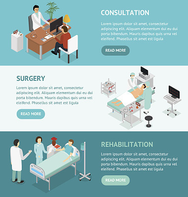 Patient and Doctor Appointment Isometric View. Vector