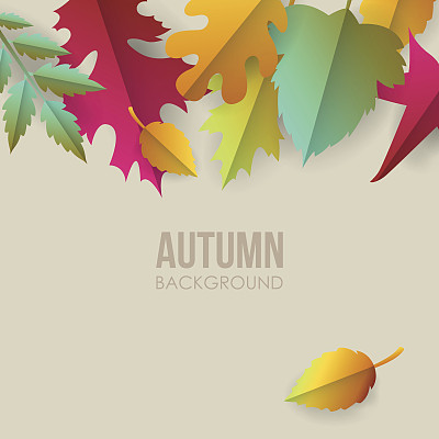 Autumn background with paper fall leaves