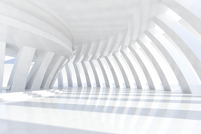 Abstract architecture empty space with rows of arches and sunlight